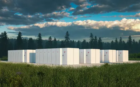 3D render of a Battery Energy Storage System (BESS)