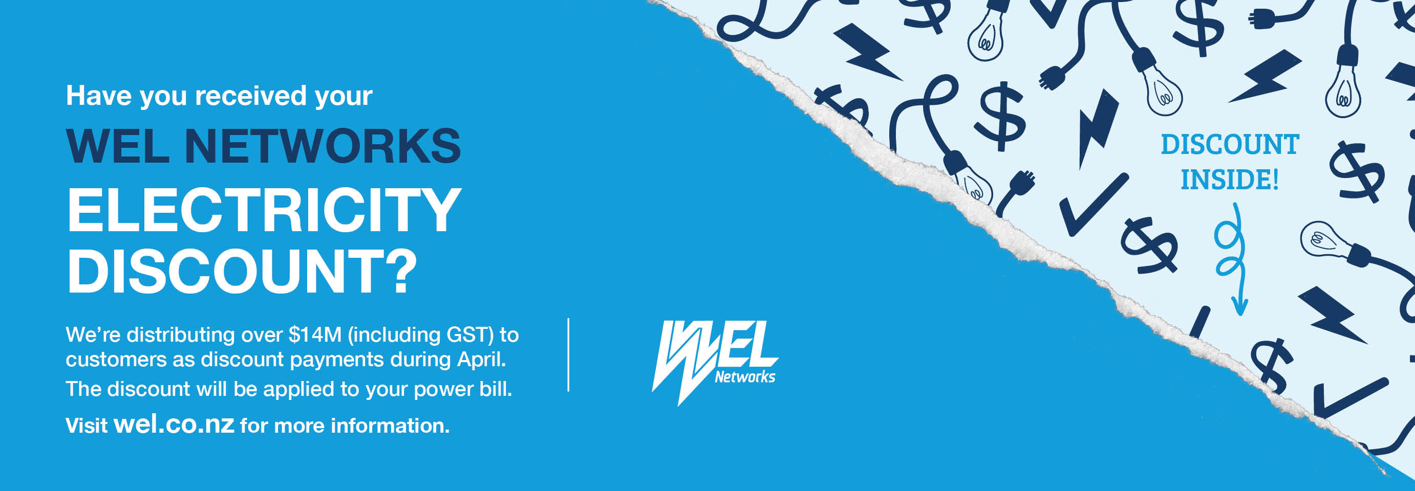 The WEL Networks Electricity Discount is here